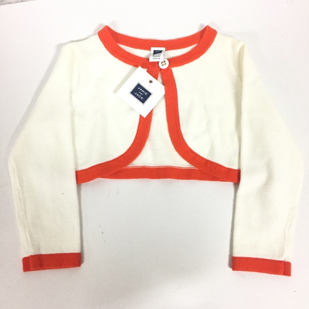 Janie and Jack white & orange cardigan 18-24 month
